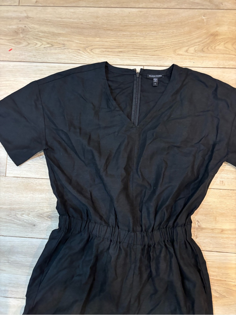 Eileen Fisher Black Lyocell & Linen Jumpsuit Large L Mint - Picture 2 of 12